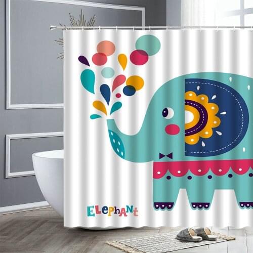 Cartoon Animal Shower Curtain Child Dinosaur Elephant Leopard Pattern Bathroom Curtains Waterproof Bath Screen Bathtub Decor