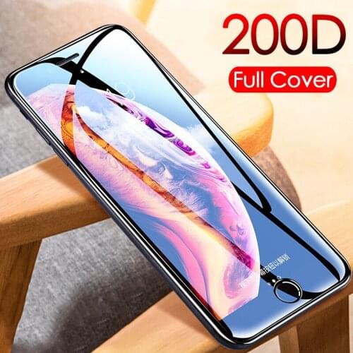 200D Full Cover Protective glass on For iPhone 11 Pro Max X XR XS Max Screen Protector Curved Edge glass On iPhone 6 6S 7 8 Plus