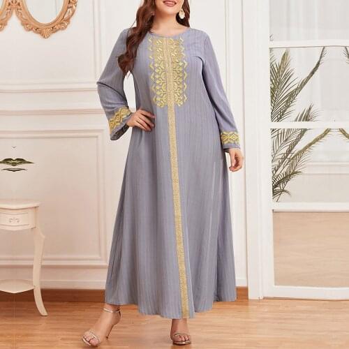 Summer New 2021 Oversize Embroidery Womens Dress Solid Color Long Sleeve Round Neck Retro Folds Indie Loose Casual