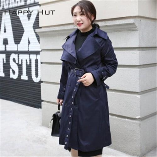 Winter Windbreaker Casual Large Size Women Overcoat Bew Turn-down Collar Autumn Trench Leisure Big Size Female Outerwear J817