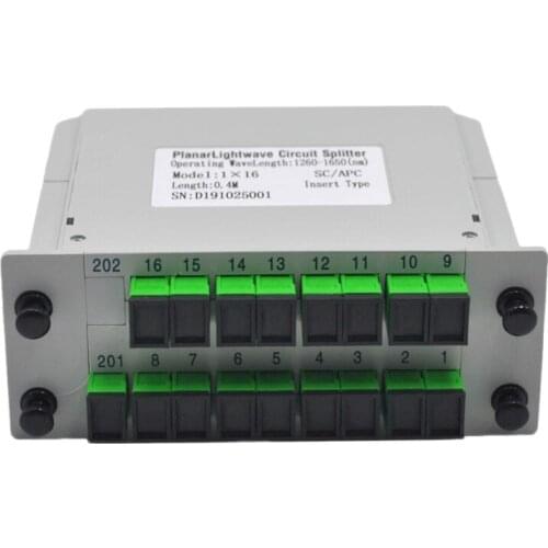 1*16 SC/APC Fiber Optic Splitter FTTH SC APC Splitter 1x16 Optical PLC Splitter Cassette Box Card Inserting Type Optical