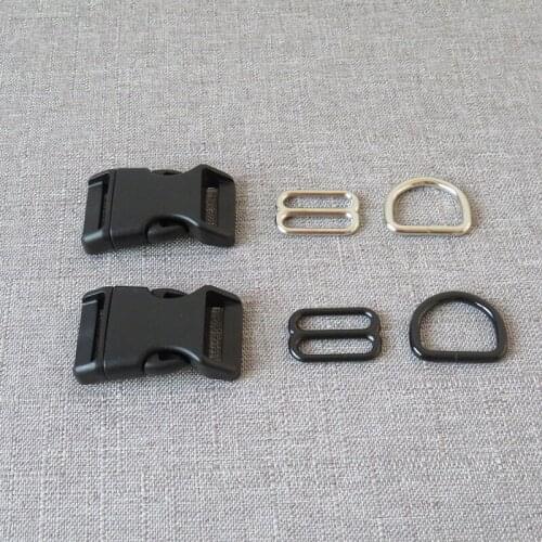 10 sets/lot 25mm webbing plastic breakaway buckle metal D ring strap belt slider for pet dog collar necklace handmade accessory