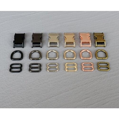 10 set 15mm Adjust the buckle D ring Adjuster Slider DIY Straps Bags Belts Dog Collar Accessories High Quality Plated Metal