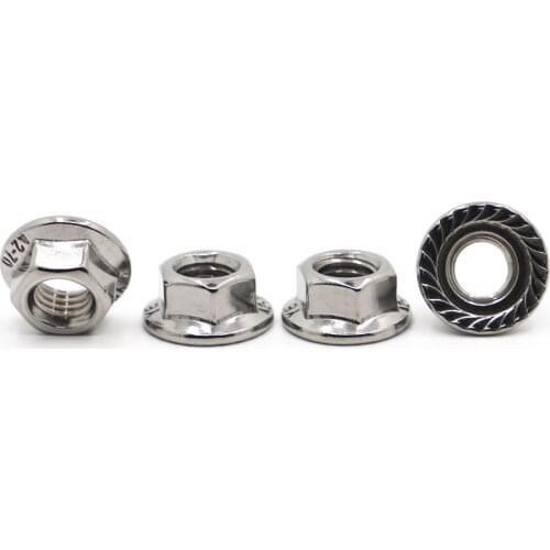 2-20pcs A2-70 304 Stainless Steel Hexagon Flange Nut M3 M4 M5 M6 M8 M10 M12 Pinking Slip Locking Lock Nuts DIN6923