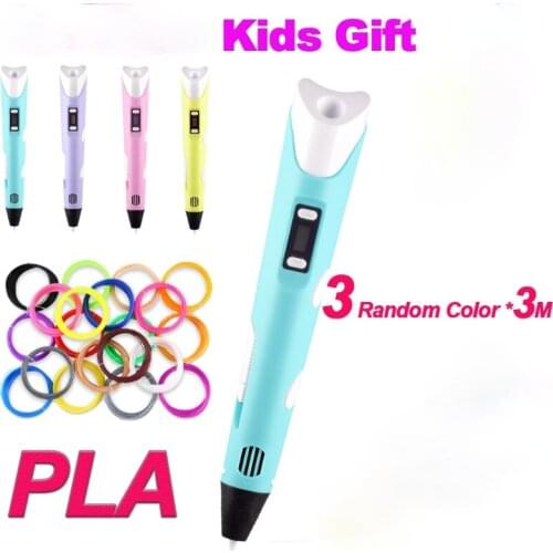 3D Pen with 20 Kinds of Color PLA Filaments Creative Gift for Kids 3D Printer Pen Design Drawing DIY Pen with LCD Display