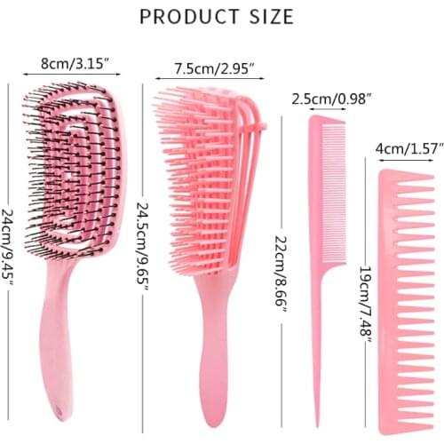 4pcs Anti-Static Comb Detangling Hair Brush Scalp Massage Wide Tooth Tail Combs Hairdressing Styling Tools for Salon Home 27RC