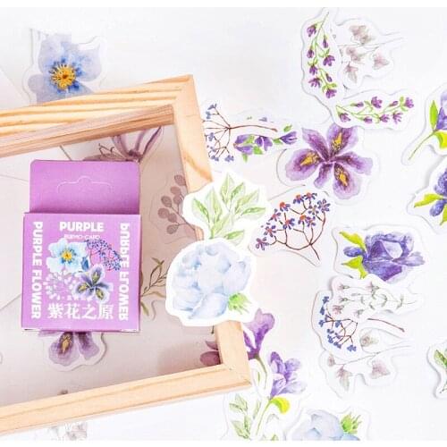 46pcs Vintage Summer romantic lavender Florals flowers PET sticker package DIY diary Bullet Journal decoration sticker