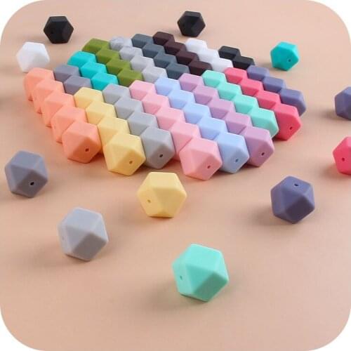 50Pcs/100Pcs Silicone Beads Food Grade Silicone Soft Teether Octagonal Beads DIY Pendant Jewelry Bracelet Newborn Teething Toy