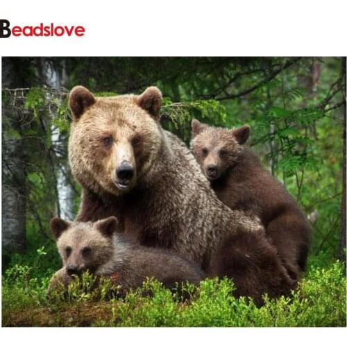 Diamond Painting Mosaic Brown bear Diamond Embroidery patterns of Rhinestones 5D Round Diy Needlework Full Square Home Decor