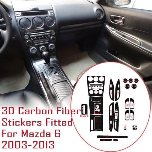 Car-Styling New 3D Carbon Fiber Car Interior Center Console Color Change Molding Sticker Decals For Mazda 6 2003-2013