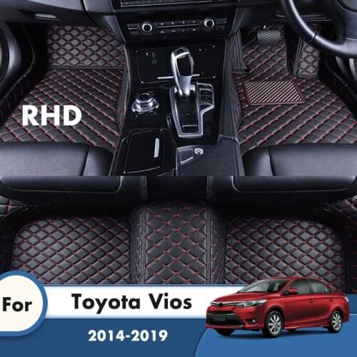 RHD Car Floor Mats For Toyota Vios 2019 2018 2017 2016 2015 2014 Leather Carpets Custom Foot Liners Auto Accessories Interior