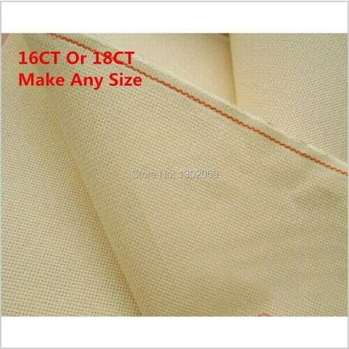 Free Shipping 1*0.5m 16CT Or 18CT Buff Cream-Coloured Cream Beige Embroidery Cross Stitch Aida Cloth Canvas Fabric