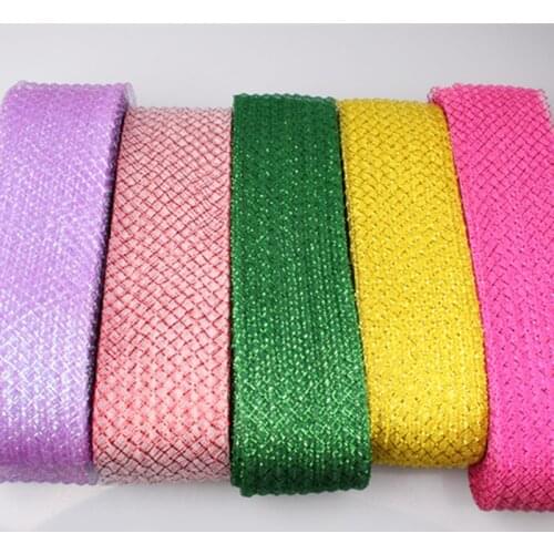 Free Ship 35 Colors 2.75"(7CM) with Gold Trimming Shrink Crinoline/Springy Mesh Braids Fabric DIY Hair Accessories 100Yards/Lot
