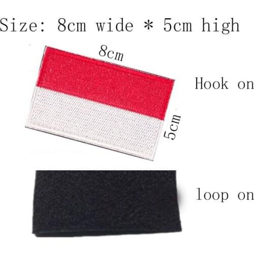 Hook and loop backing Free shipping Monaco flag patch 8cm wide Wholesale price emblemas for clothing sleeve bag