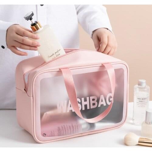 Large Capacity Cosmetic Storage Bag Hand Clear Bags 2020 PVC Transparent Makeup Bag Women Wash Bag Travel Organizer