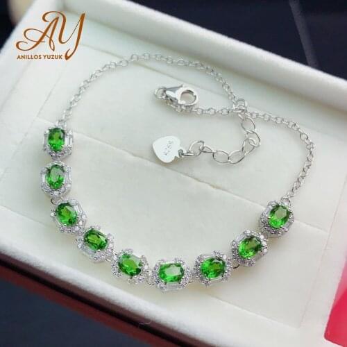 Anillos Yuzuk Silver 925 Jewelry Created Emerald Chain Bracelet For Women 925 Sterling Silver Fine Jewelry Festival Gifts