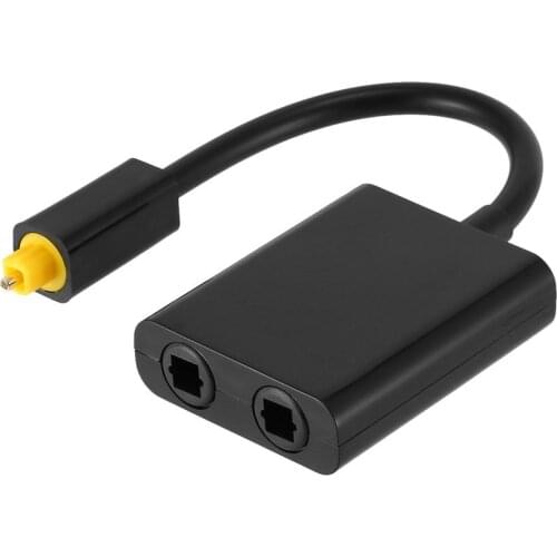 Digital Toslink Optical Fiber Optic Audio Cable 1 in 2 Out Splitter Adapter Black Switcher Converter Portable