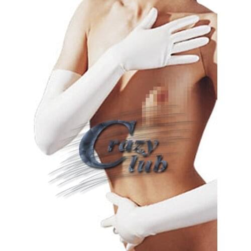 Crazy club_New arrival White latex gloves arm length of latex gloves gummi latex fetish latex cover free shipping+delivery