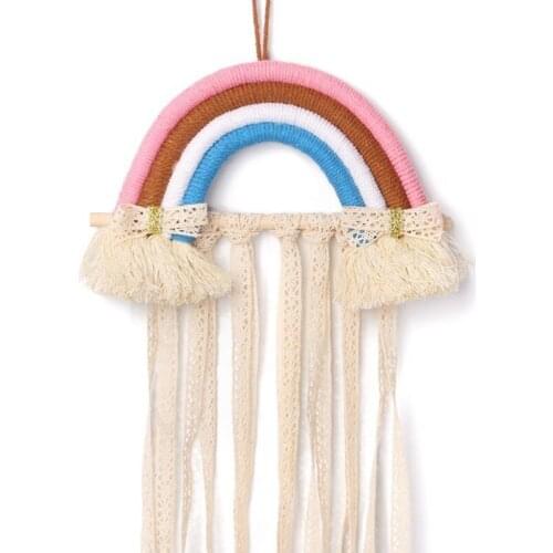 Korean Style Rainbow Hairpin Holder Wall Hanging Hair Clip Bows Accessories Storage Belt Organizer Hanger Girl Room Decoration