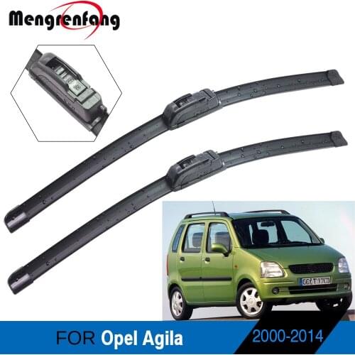 For Opel Agila A B 2000-2014 Car Accessories Front Windscreen Wiper Soft Rubber Frameless Wiper Blades 2 Pieces