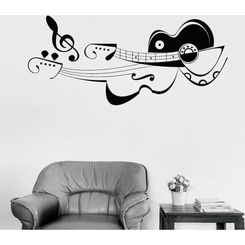 Home Decor Vinyl Decals Musician Guitar Violin Music School Shop Note Wall Stickers Bedroom Children Room Decoration A005