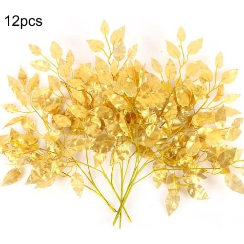 New 12pcs Simulation Plants Artificial Ficus Leaves Flower Real Touch Fake Flower Home Garden Party Supplies Wedding Decoration
