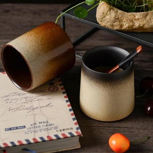 Japanese Style Creative Ceramic Coffee Mugs Frosted Simple Retro Teacups Gradient Water Mug Milk Cup Home Office Drinkware