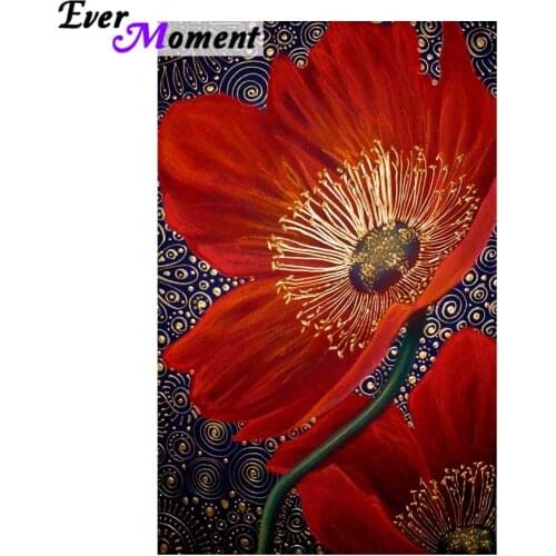 Ever Moment 5D Diamond Painting New Arrivals Elegant Red Flowers 5D Diamond Embroidery Icon Floral Cross Stitch Pictures ASF891