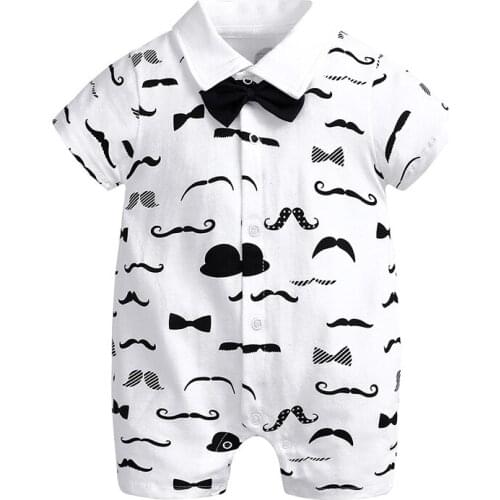 Baby Boy Rompers Newborn Bodysuits Childrens Clothes White Clothing Shorts Tuxedo