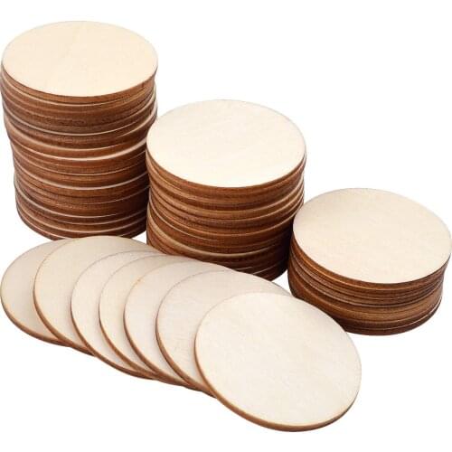 50 Pieces Natural Round Disc Unfinished Wood Circle Wood Pieces Cutouts Slices for Xmas Decorations Tags Ornaments, 5cm Diameter