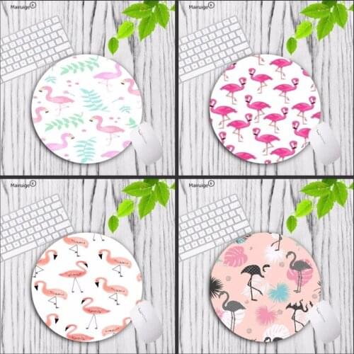 Mairuige Cool flamingo Computer Gaming keyboard Lockedge Mousemats Size for 20*20cm 22*22cm Round mousepad Rubber Mousemats