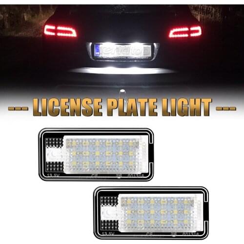 2Pcs License Plate Lights For Audi A3 S3 2004-2009 A4 S4 B6 A6 S6 A8 S8 LED Car Light License Number Plate Lamp White