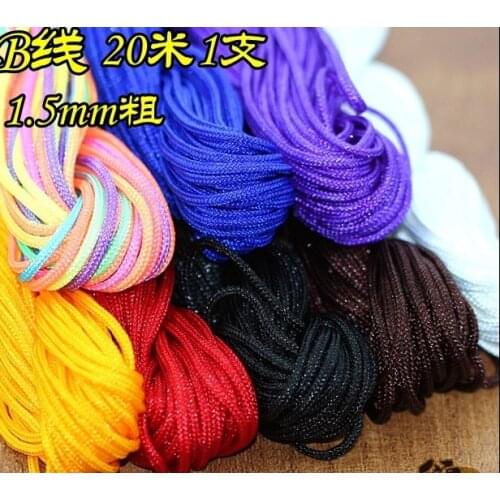 8 colors/lot rattail braided nylon cord 1.5mmx 120m Chinese knotting thread beading cord necklace bracelet DIY free shipping