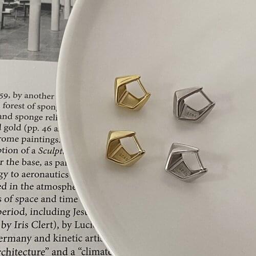 Morivovog 925 Sterling Silver Stereoscopic Stud Earrings for Women Minimalist Chic Small Anti-allergy Earrings Geometry Jewelry