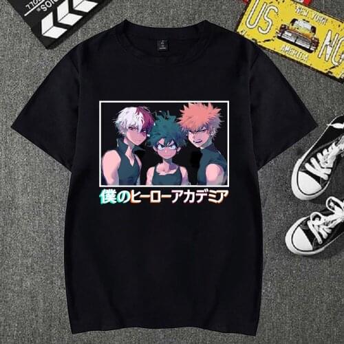 My Hero Academia Anime Tshirt Men Short Sleeve Shoto Todoroki Bakugou Katsuki Deku T-shirt O-Neck Manga Tee