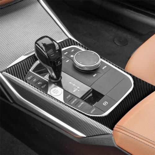 Carbon Fiber Interior Decal Gear Stick Base Dashboard Frame Cover Trim for BMW G20 G28 7th 3 Series M3 2019+ Car Stickers 3D