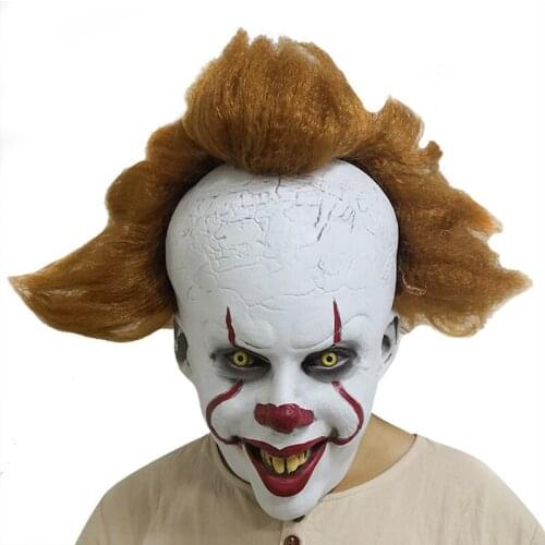2020 New Joker Pennywise Mask Stephen King It Chapter Two 2 Horror Cosplay Latex Masks Helmet Clown Halloween Party Costume Prop