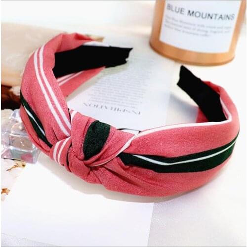 2021 New Female Hair Hoop Hairband Striped Print Knotted Head Hoop Headwear Hair Accessories for Women