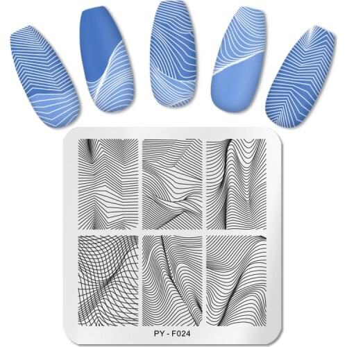 PICT YOU Nail Stamping Plates Geometry Line Stamping Template Stainless Steel Stencil Tools Nail Art Image Plate PY-F024