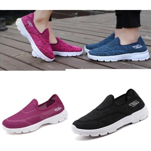 Plus Size Womens Men Sneakers Summer Flat Bottom Breathable Walking Shoes Mesh Casual Slip-on Lightweight Shoes 36-44 Size