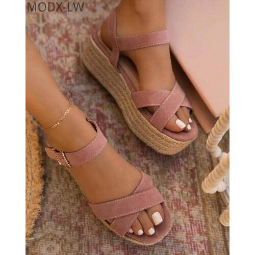 New 2021 Women Sandals Summer Wedge Shoes Buckle Fashion Casual Lace Up Women Shoes Beach Ladies Sandals modx