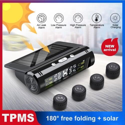 Solar Power TPMS Car Tire Pressure Alarm Monitor System Colorful Digital LCD Display 4 External Sensor Car Security Alarm System