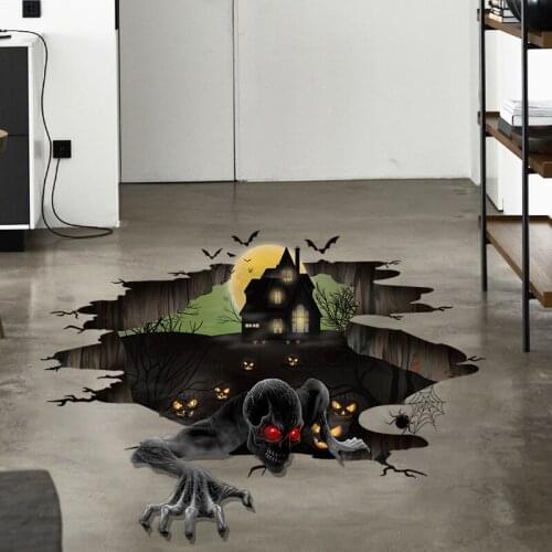 Broken Wall Castle Crow Monster House Spider Halloween Atmosphere Sticker Wall Sticker Self-Adhesive