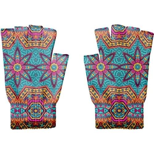 Stylish Simple Mandala Gloves Half Finger Sports Fingerless Gloves Knitted Short Autumn And Winter Ridding Gloves