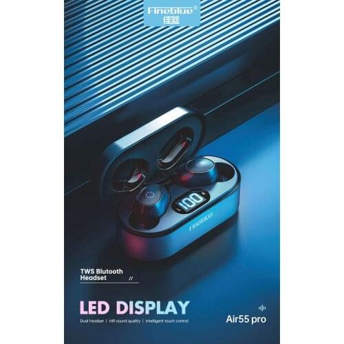 2021 Fineblue Air55 Pro TWS Bluetooth Earphones Wireless In-ear Headphones with Sports Headsets For Smartphones Dual Connection