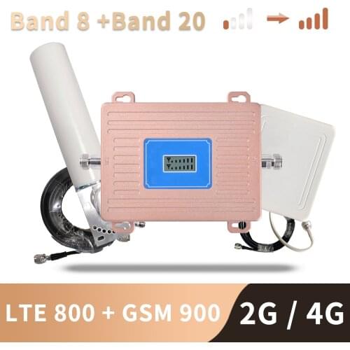 3G 4G Europe Signal Booster LTE 800 GSM 900 mhz Cellular Signal Repeater 2G 3G 4G Dual band LTE Amplifier Band 20 Band 8