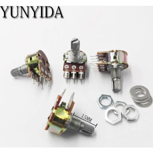 5PCS WH148 B10K 6 feet 6 Pin Shaft WH148 Amplifier Dual Stereo Potentiometer 1K 5K 10K 20K 50K 100K 500K