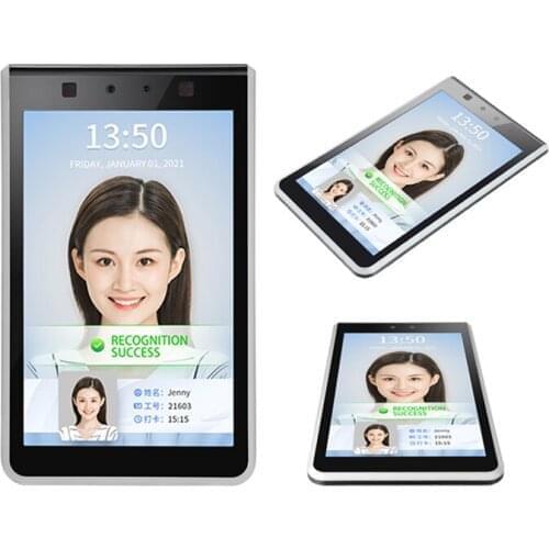 Time Attendance Machine Door Access Control System Thermal Temp Detector 8 Inch Facial Face Recognition Terminal