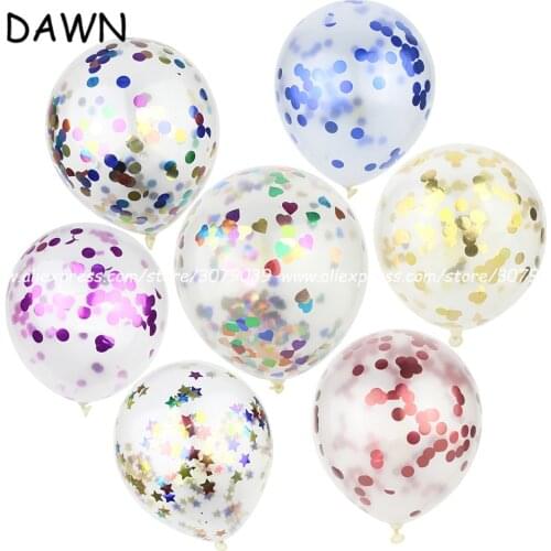 5pcs/lot 12inch Rose Gold Confetti Balloons Clear Latex Balloon Birthday Wedding Party Decoration Multicolor DIY Kids Toys