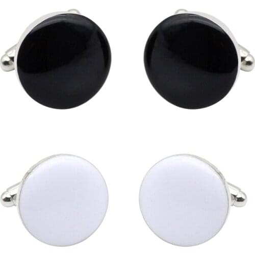 High Quality Round Handsome Mens Shirt Cufflinks Black And White Two Colors Business Party Jewelry Holiday Gift Selection